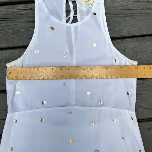 Anthropologie Cloth & Stone Polka Dot Seamed Dress White Rose Gold Size XS - Picture 5 of 11